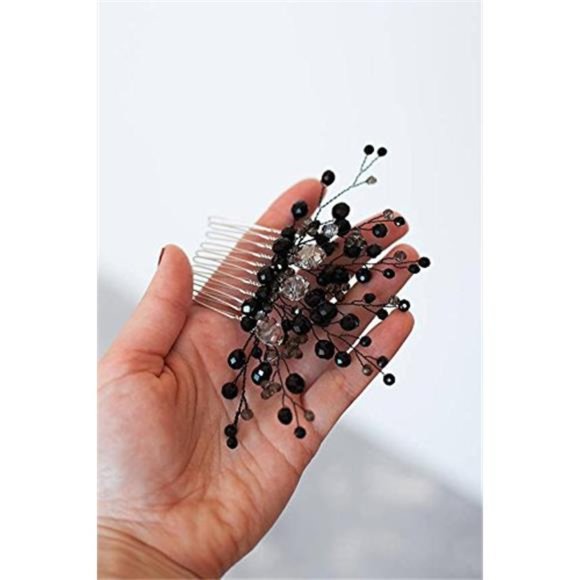 FXmimior Bridal Hair Accessories Black Hair Comb Gothic Wedding Hair Accessory main image 3